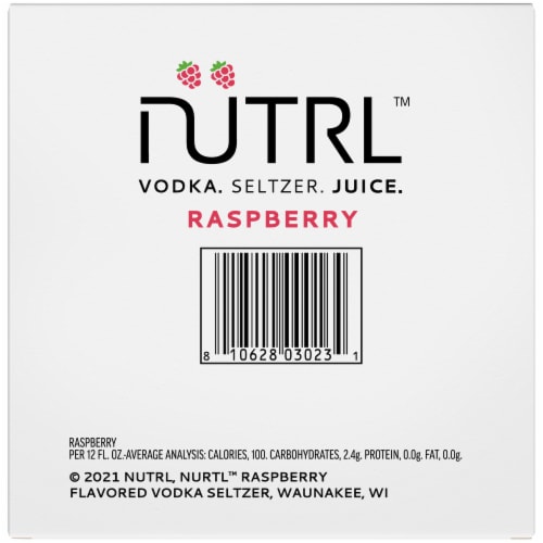 Nutrl Raspberry Vodka Seltzer Juice Can 4 pack / 12 fl oz Perspective: bottom