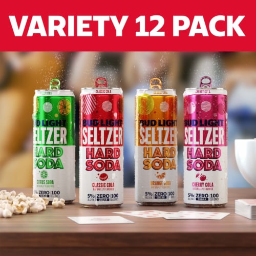 Bud Light Hard Seltzer Citrus & Cola & Orange & Cherry Cola Hard Soda Variety Pack Gluten Free Perspective: bottom