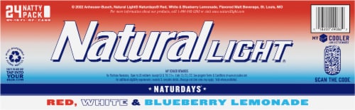Natural Light Red White and Blueberry Lemonade Flavored Beer Perspective: bottom