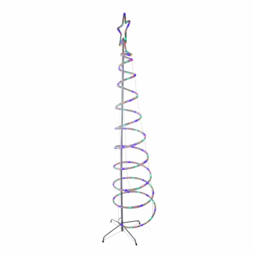 Hofert 7' Pre-Lit Slim Spiral Rope Light Christmas Tree Outdoor Decor - Multicolor LED Lights Perspective: bottom