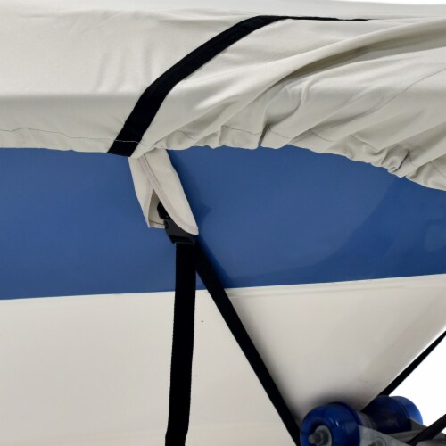 Budge Sportsman 600 Denier Gray Center Console V-Hull Boat Cover Perspective: bottom