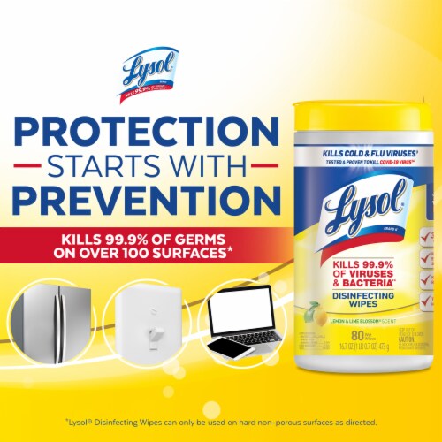 Lysol Multi-Surface Antibacterial Lemon and Lime Blossom Cleaning Disinfecting Wipes Perspective: bottom
