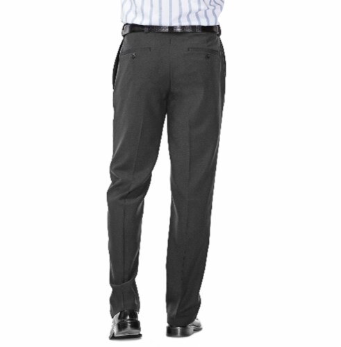 Haggar Men's Repreve Stria Dress Pants - Black Perspective: bottom