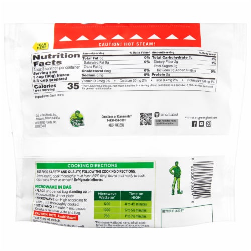 Green Giant Simply Steam Plain Select Whole Green Beans Perspective: bottom