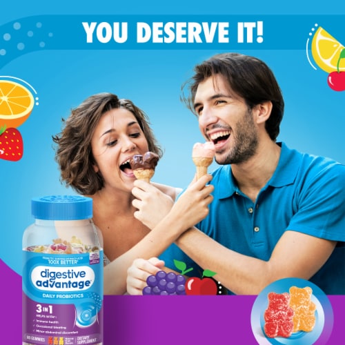 Digestive Advantage Daily Probiotics Digestive & Immune Support Gummies Perspective: bottom