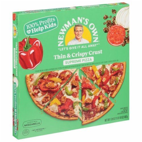 Newman's Own Thin & Crispy Crust Supreme Pizza Perspective: bottom