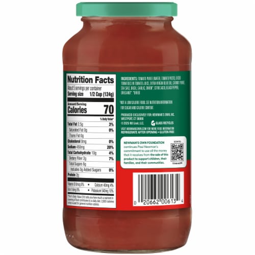 Newman's Own Marinara Pasta Sauce Perspective: bottom