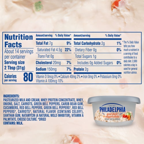 Philadelphia Garden Vegetable Cream Cheese Spread Perspective: bottom