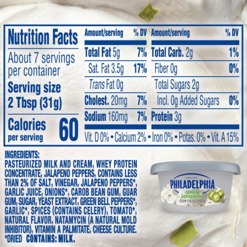 Philadelphia Spicy Jalapeno Cream Cheese Spread Perspective: bottom
