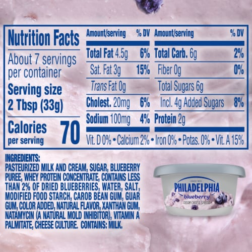 Philadelphia Blueberry Cream Cheese Spread Perspective: bottom