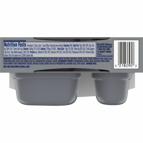 Philadelphia Strawberry Cheesecake Cups, Pack, Cups Perspective: bottom