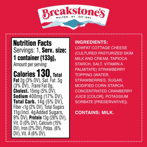 Breakstone's Cottage Doubles Lowfat Cottage Cheese & Strawberry Topping with 2% Milkfat Perspective: bottom