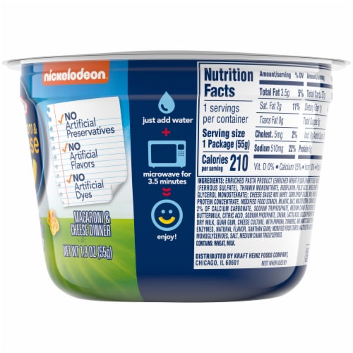 Kraft Mac & Cheese Microwavable Dinner with Nickelodeon Paw Patrol Pasta Shapes Perspective: bottom
