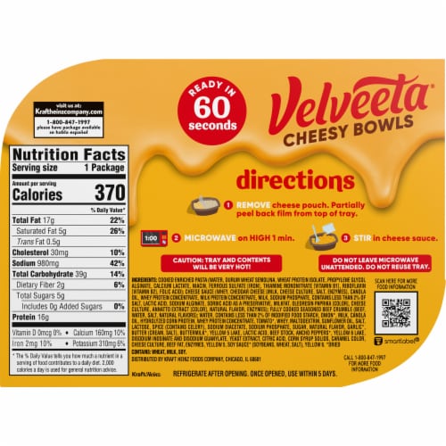 Velveeta Cheesy Ultimate Cheeseburger Mac with Savory Cheese Sauce Microwavable Meal Perspective: bottom