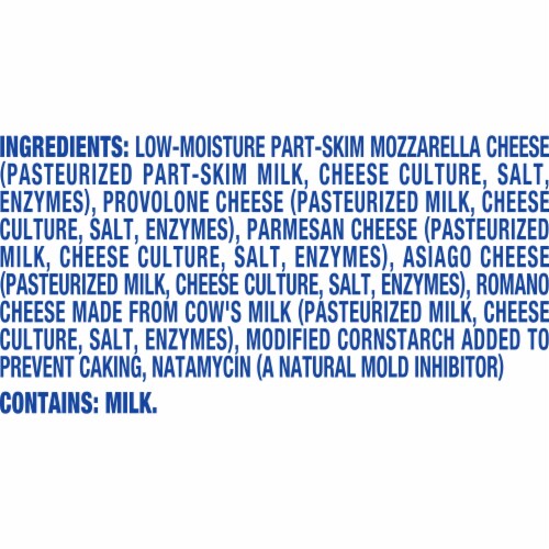 Kraft Italian Five Cheese Shredded Cheese Perspective: bottom