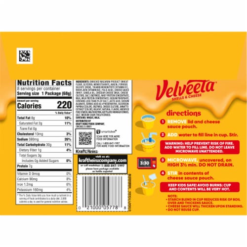 Velveeta Shells and Cheese Macaroni and Cheese Cups Easy Microwavable Dinner Perspective: bottom
