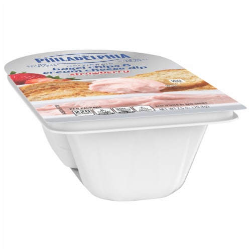 Philadelphia Multigrain Bagel Chips & Strawberry Cream Cheese Dip Snack Perspective: bottom
