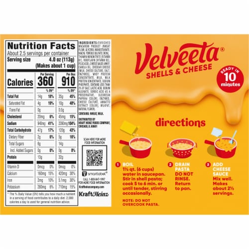 Velveeta Shells & Cheese Mini Shell Pasta & Cheese Sauce Meal Perspective: bottom