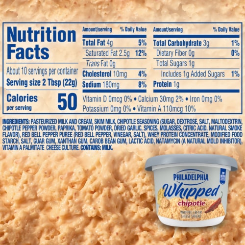 Philadelphia Chipotle Whipped Cream Cheese Spread, Tub Perspective: bottom