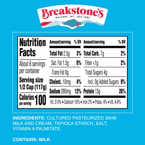Breakstone's Lowfat Small Curd Cottage Cheese with 2% Milkfat, 24 oz Tub Perspective: bottom