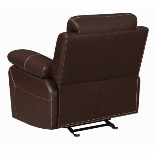 Coaster Myleene Faux Leather Glider Recliner in Chestnut Perspective: bottom