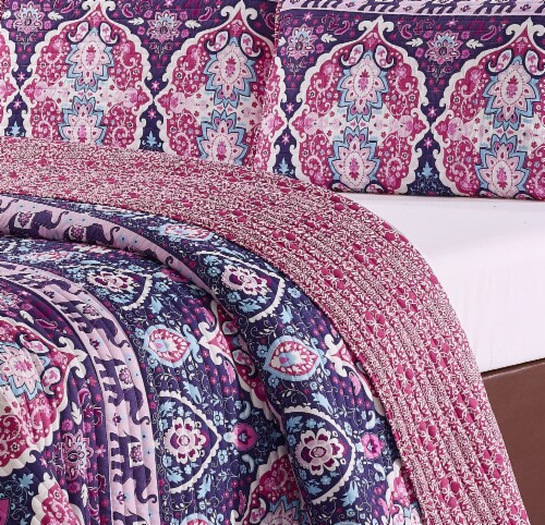 Harper Lane Blush & Purple Victoria 5 Piece Quilt Set Perspective: bottom