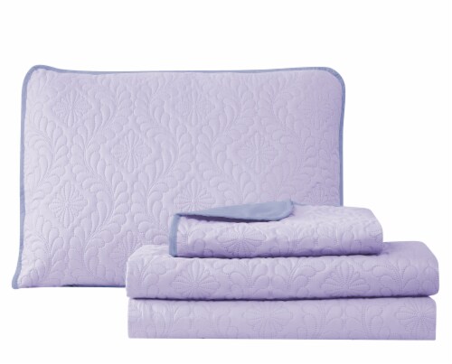 Harper Lane Solid Medallion Lavender Reverse To Lilac 3 Piece Quilt Set Perspective: bottom