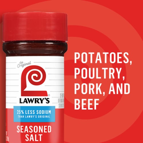 Lawry's 25% Less Sodium Seasoned Salt Perspective: bottom