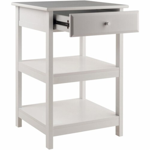 Winsome Delta 2 Shelf Transitional Wooden Printer Stand in White Perspective: bottom