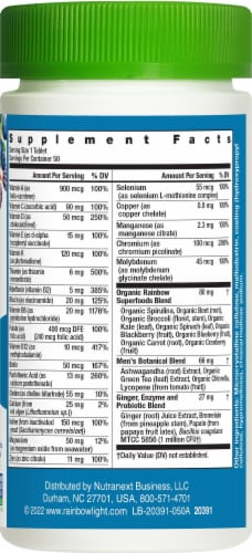 Rainbow Light Men's One High Potency Multivitamin Tablets Perspective: bottom