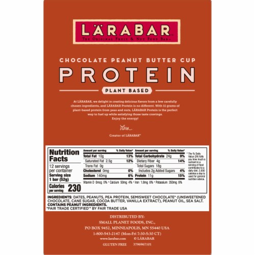 Larabar Chocolate Peanut Butter Cup Plant Based Protein Bars Perspective: bottom