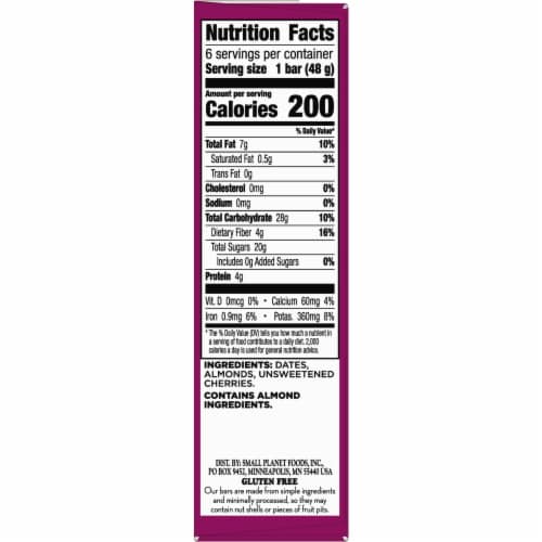 Larabar Cherry Pie Gluten Free Vegan Fruit & Nut Bars Perspective: bottom
