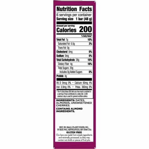 Larabar Cherry Pie Gluten Free Vegan Fruit & Nut Bars Perspective: bottom