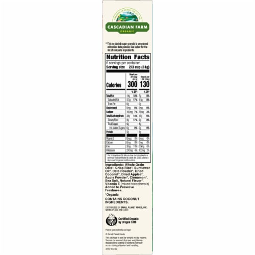 Cascadian Farm™ Organic No Added Sugar Cinnamon Apple Granola Perspective: bottom