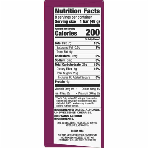 Larabar Cherry Pie Gluten Free Vegan Fruit & Nut Bars Perspective: bottom