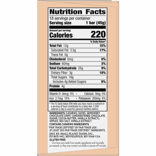 Larabar Chocolate Chip Cookie Dough Gluten Free Fruit & Nut Bar Perspective: bottom