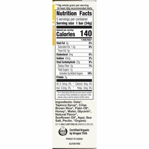 Cascadian Farm Organic Oats & Honey Granola Bars Perspective: bottom