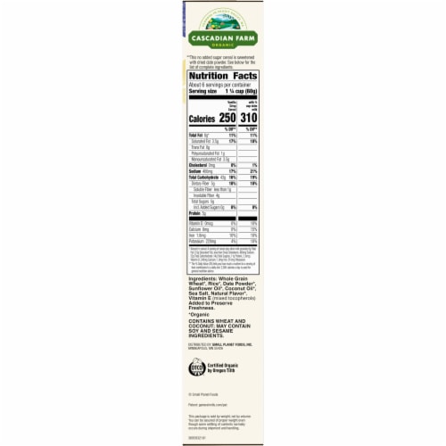 Cascadian Farm Organic No Added Sugar Vanilla Crisp Cereal Perspective: bottom
