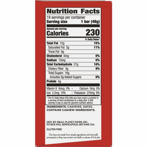 Larabar Cashew Cookie Fruit and Nut bars Perspective: bottom