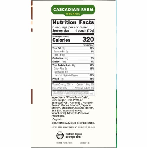 Cascadian Farm™ Organic Cocoa Almond Protein Granola Perspective: bottom