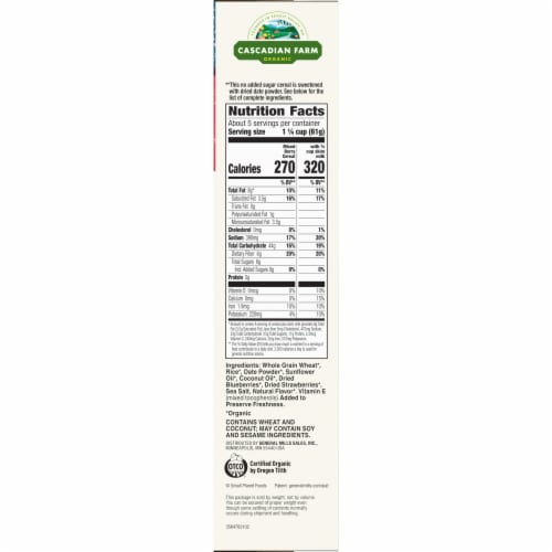Cascadian Farm™ Organic No Added Sugar Mixed Berry Cereal Perspective: bottom