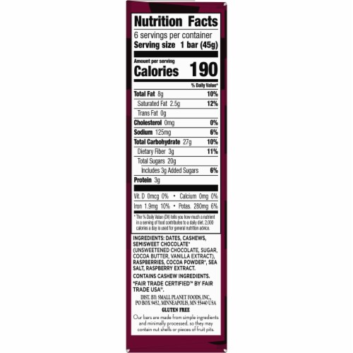 Larabar Chocolate Raspberry Truffle Gluten Free Vegan Fruit Nut Bars Perspective: bottom