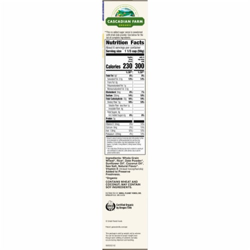Cascadian Farm Organic No Added Sugar Vanilla Crisp Cereal Perspective: bottom