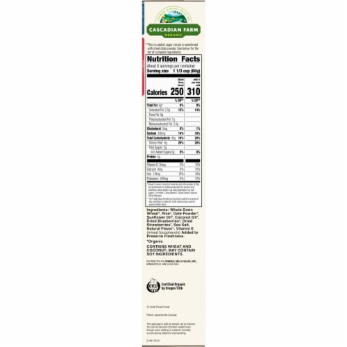 Cascadian Farm Organic No Added Sugar Mixed Berry Cereal Perspective: bottom