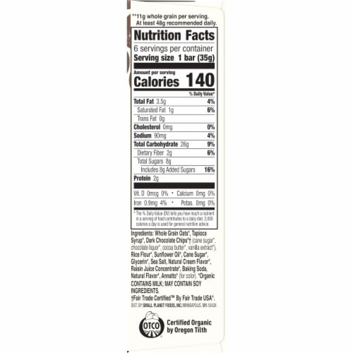 Cascadian Farm Organic Dark Chocolate Chip Chewy Granola Bars Perspective: bottom