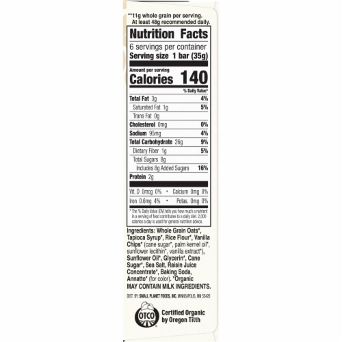 Cascadian Farm™ Organic Vanilla Chip Chewy Granola Bars Perspective: bottom