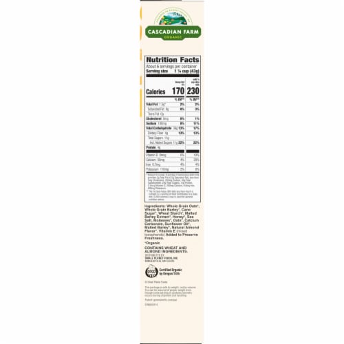 Cascadian Farm Organic Honey Nut O's Cereal Perspective: bottom