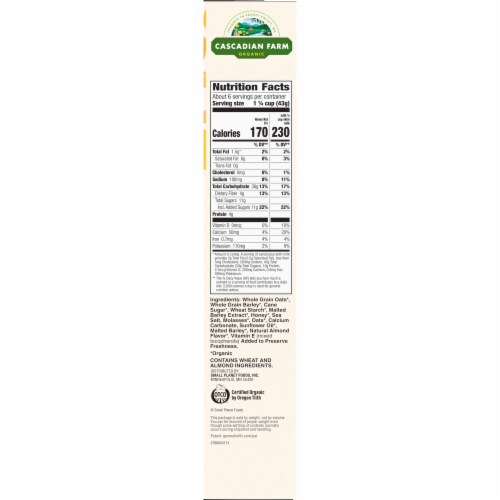 Cascadian Farm Organic Honey Nut O's Cereal Perspective: bottom