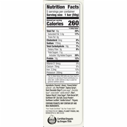 Cascadian Farm™ Organic Peanut Butter Dark Chocolate Chip Protein Bars Perspective: bottom