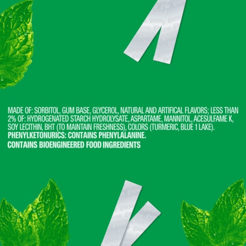 Extra Gum Spearmint Sugar Free Chewing Gum Single Pack Perspective: bottom